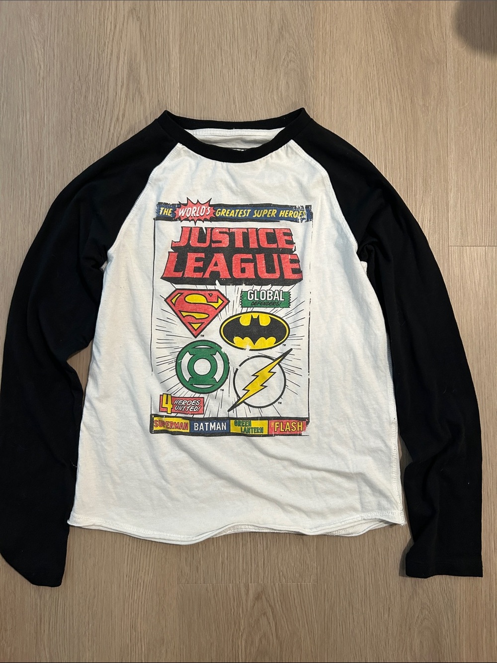Justice League Raglan Long-Sleeve Tee - Black & White